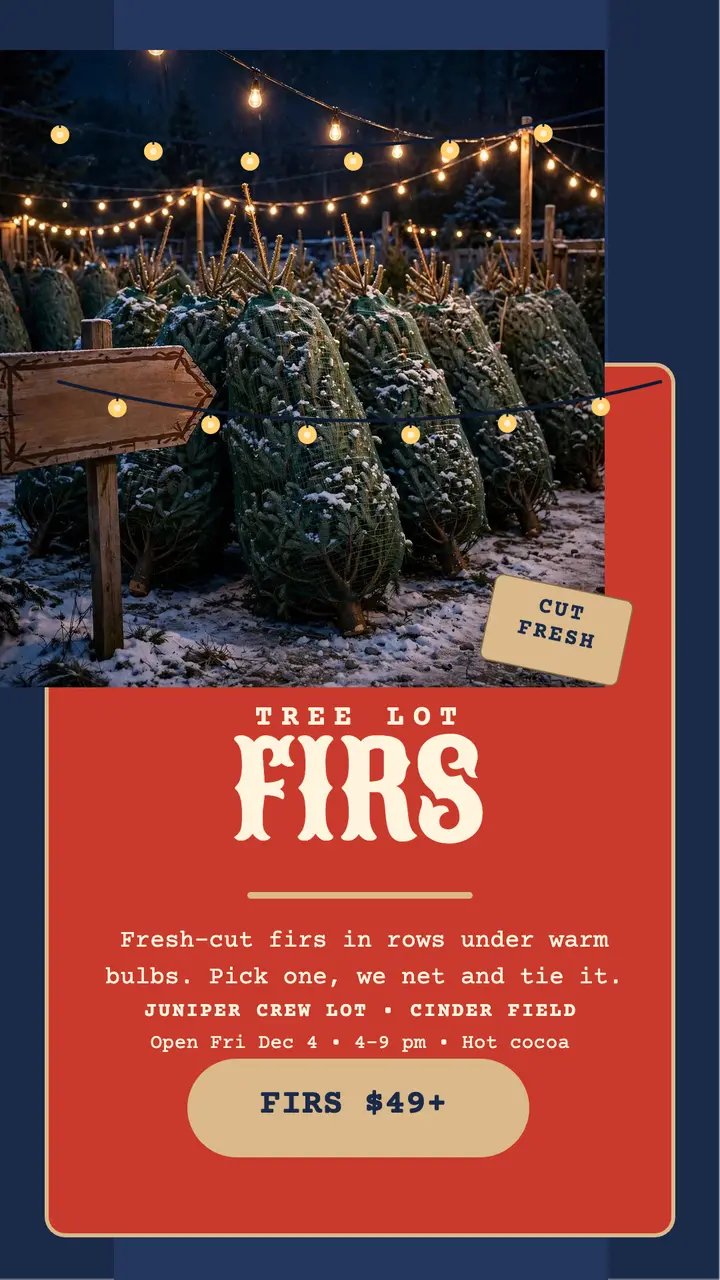 Juniper Crew night tree lot story template