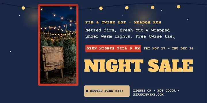 Fir and Twine night sale lot post template