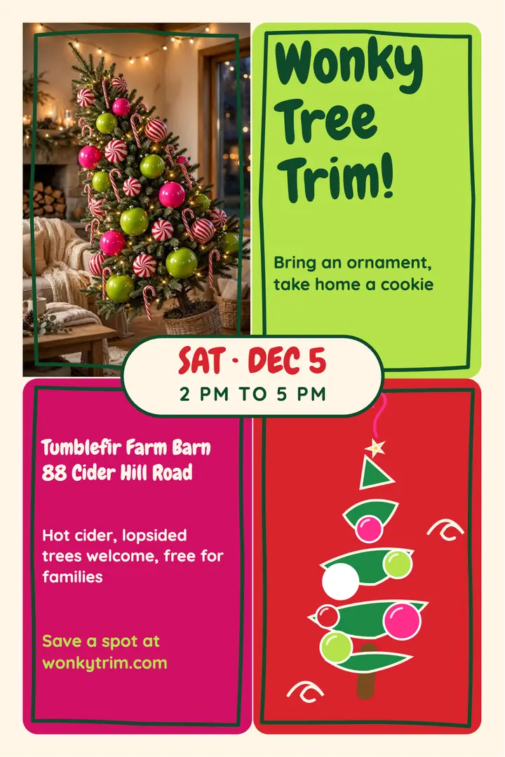 Wonky Tree Trim party poster template
