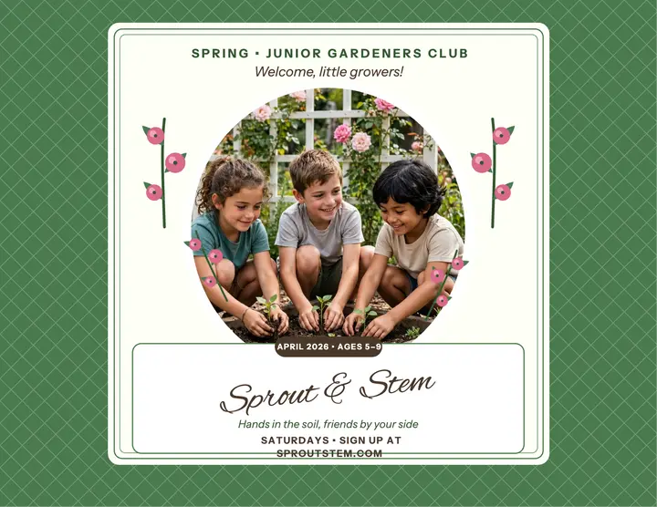 Sprout and Stem garden camp flyer template