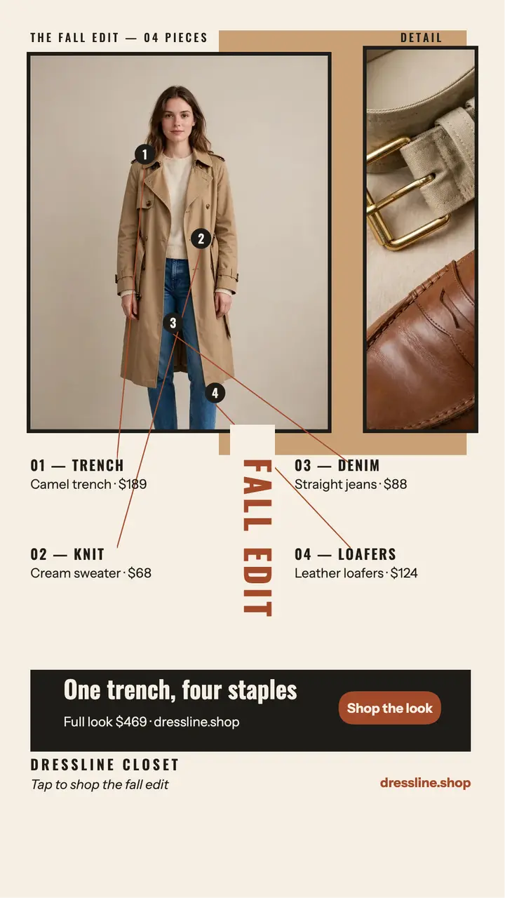 Dressline Closet trench callouts story template