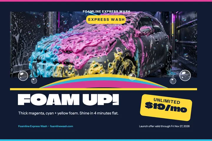 Foamline express wash foam postcard template