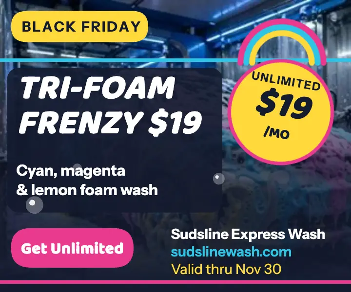 Sudsline tri-foam Black Friday rectangle ad template