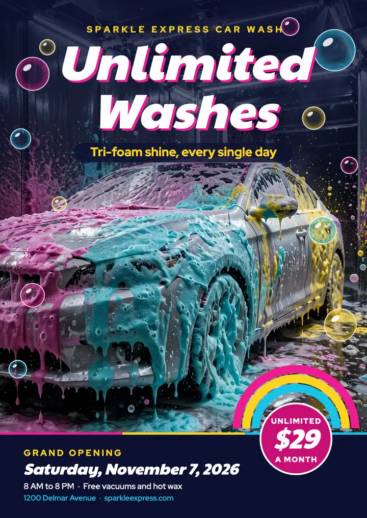 Tri-foam unlimited car wash flyer template