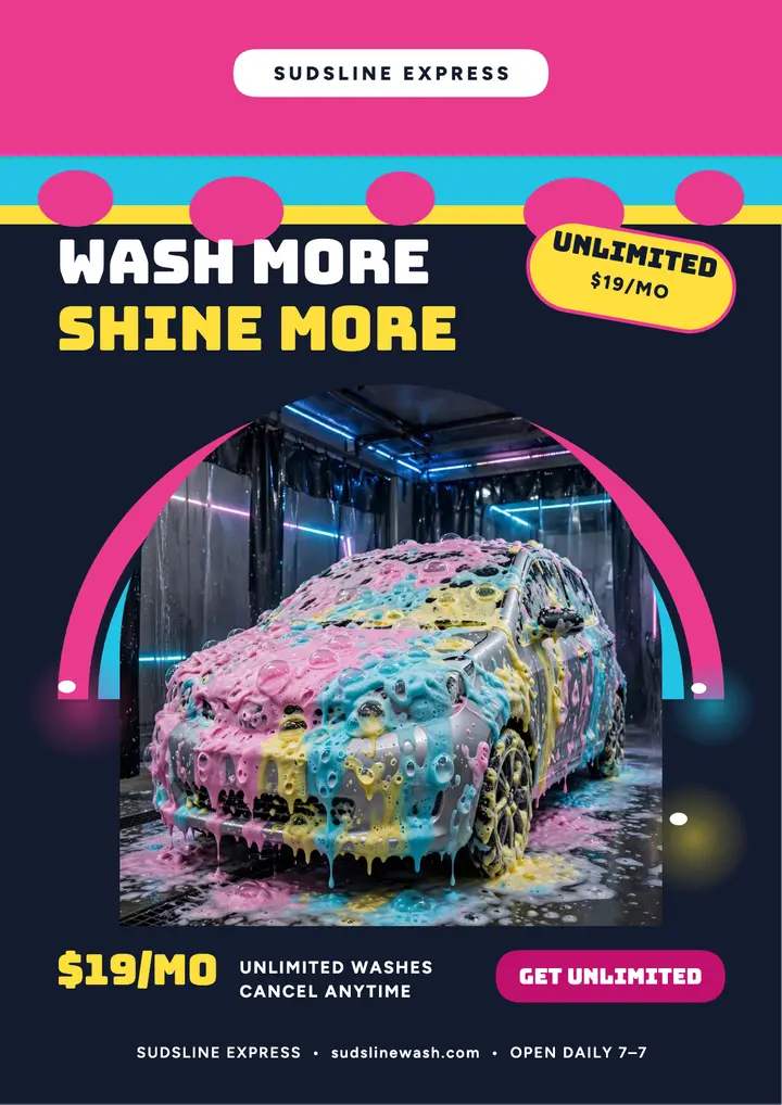 Sudsline Express unlimited wash flyer template