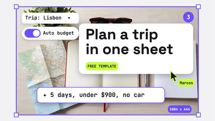 Plan a trip in one sheet YouTube thumbnail, ui fragments template