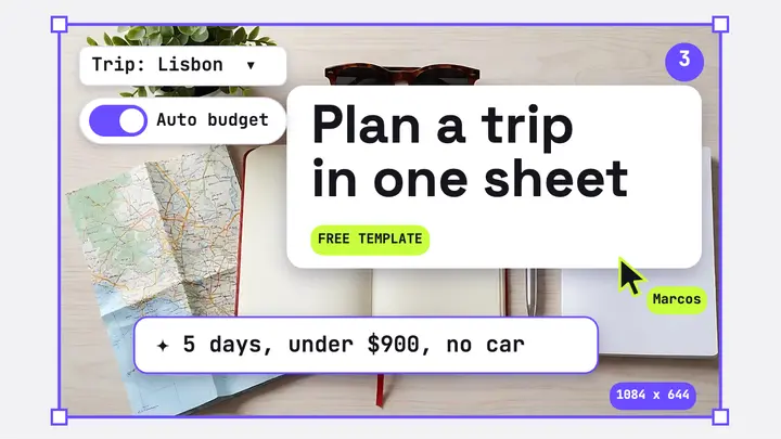 Plan a trip in one sheet YouTube thumbnail, ui fragments template