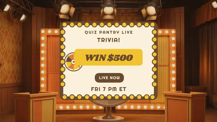 Trivia rush livestream thumbnail, game-show set template