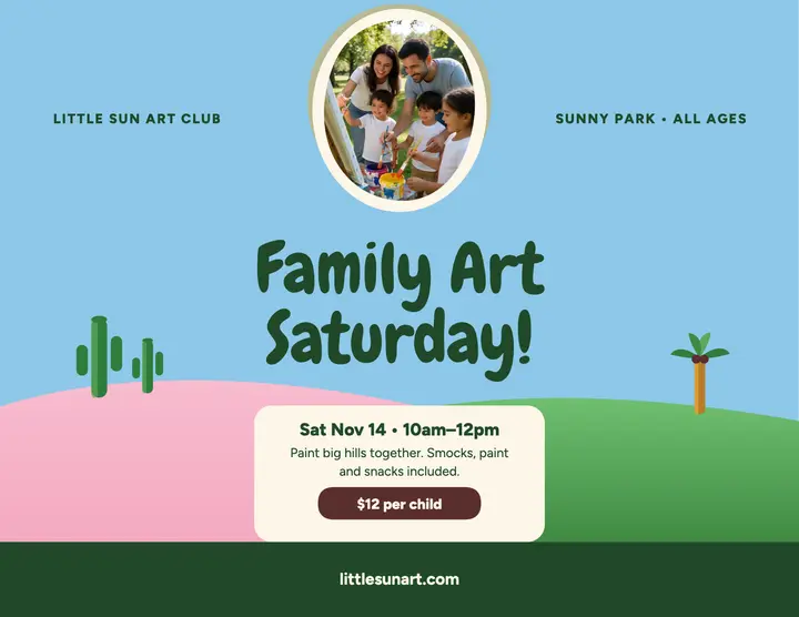 Little Sun family art Saturday flyer template