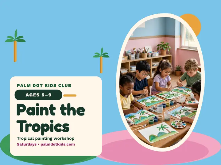 Palm Dot tropical painting workshop slide: tropical painting class slide template