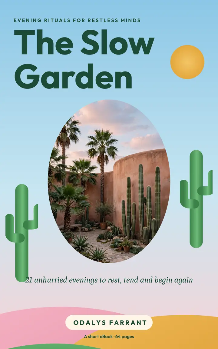The Slow Garden ebook cover, evening rituals guide template