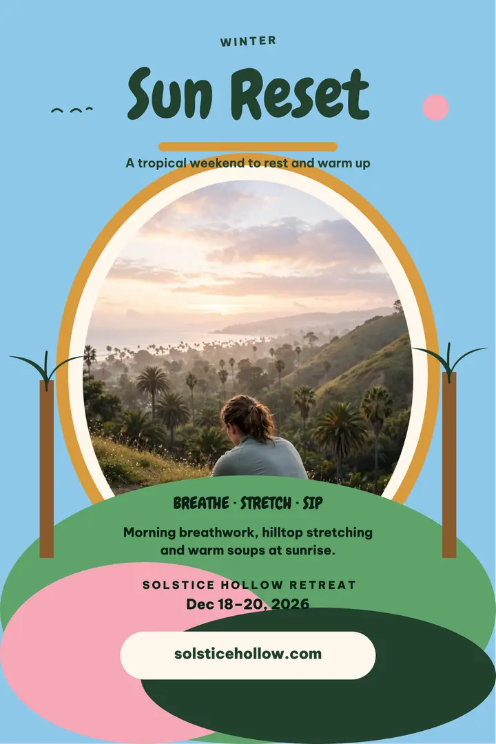 Solstice Hollow winter retreat poster template