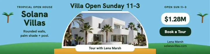 Solana Villas tropical open house billboard: villa open house billboard template