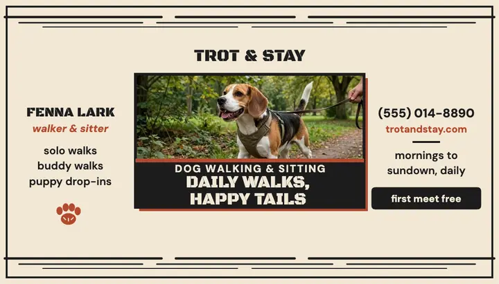 Trot and Stay dog walker card template