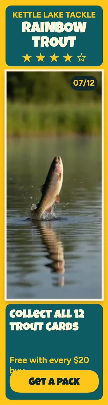 Trout trading card tackle shop ad template