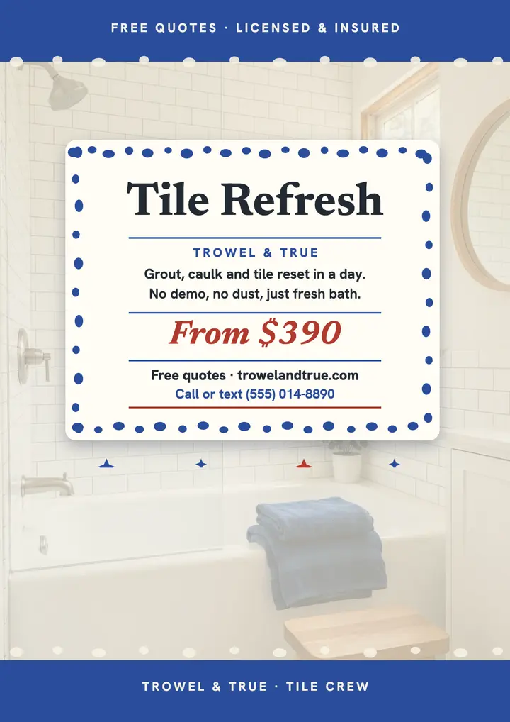 Trowel and True tile refresh flyer template