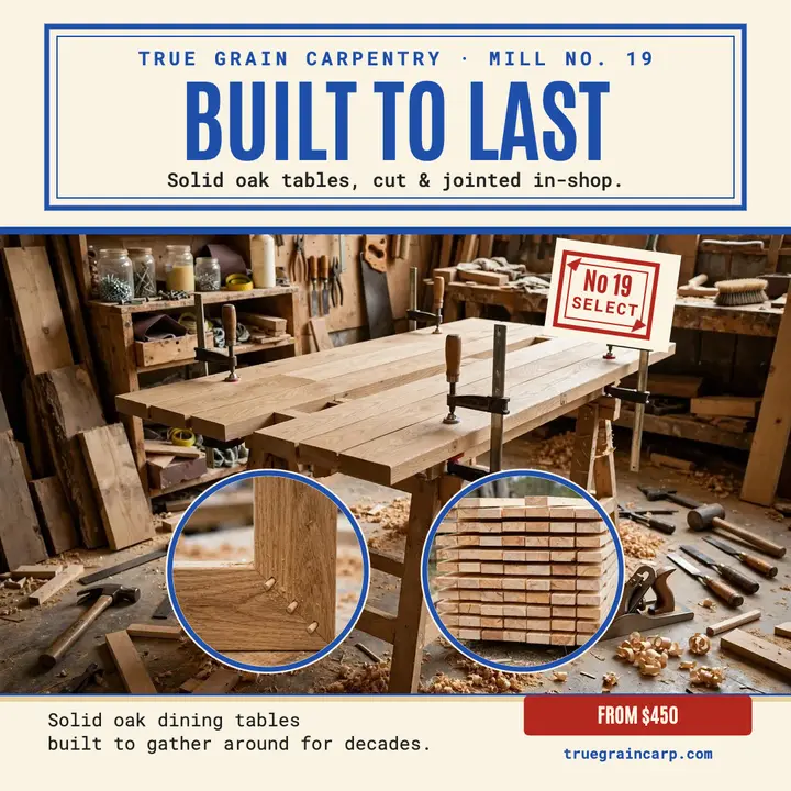 True Grain oak tables built to last post template