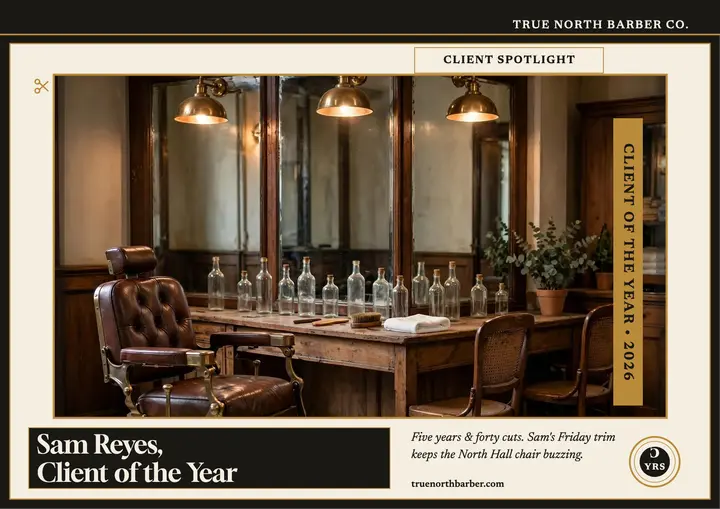 True North Barber client spotlight certificate template