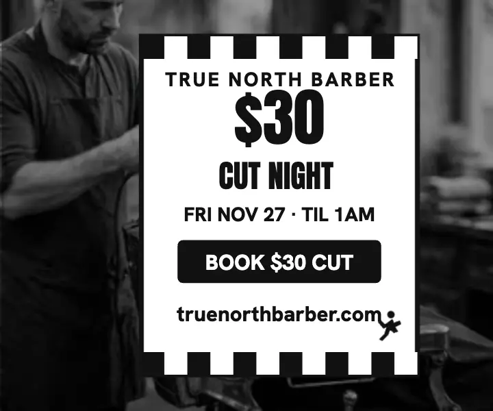 True North Barber cut night checker ad template