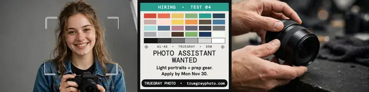 Truegray Photo assistant hiring banner template