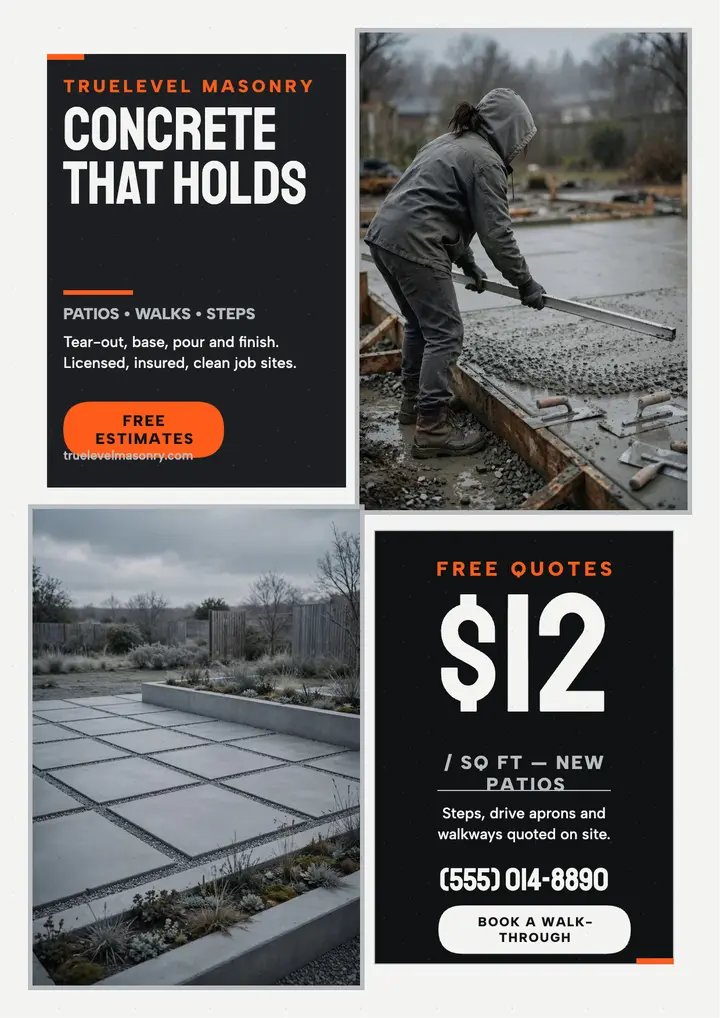 Truelevel Masonry concrete estimate flyer: masonry flyer template