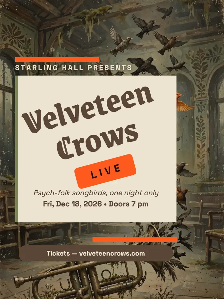Velveteen Crows starling gig poster template
