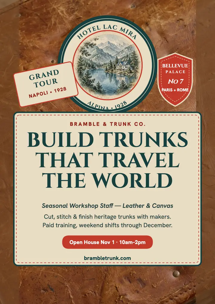 Bramble trunk workshop seasonal hiring flyer template