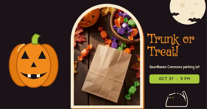Trunk or treat Facebook post, vintage Halloween die-cut template