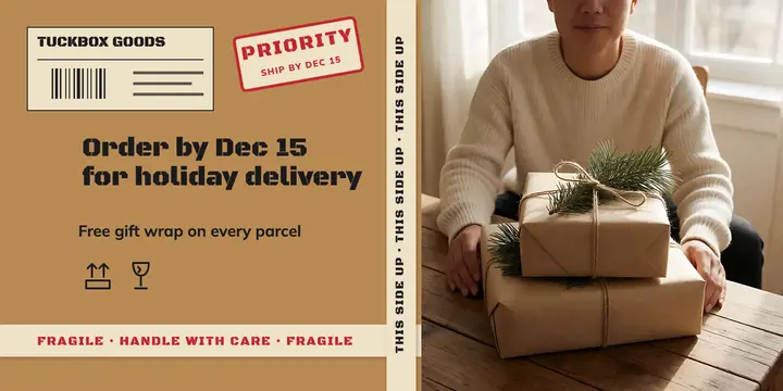 Tuckbox Goods holiday shipping cutoff parcel post template