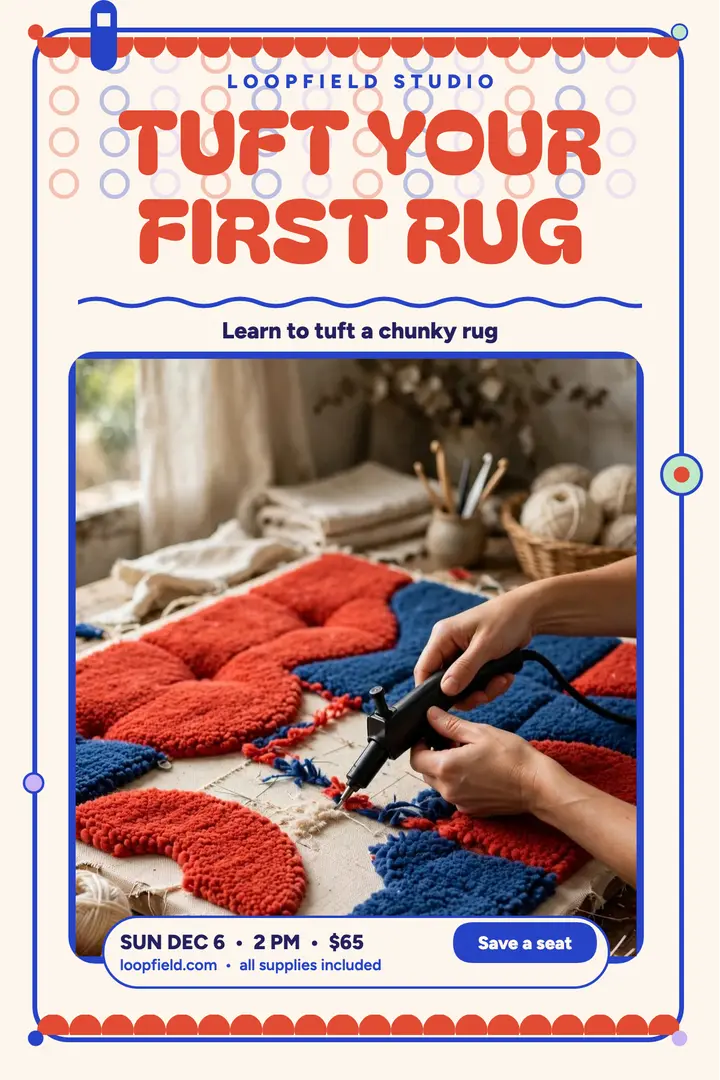 Loopfield tuft your first rug poster template