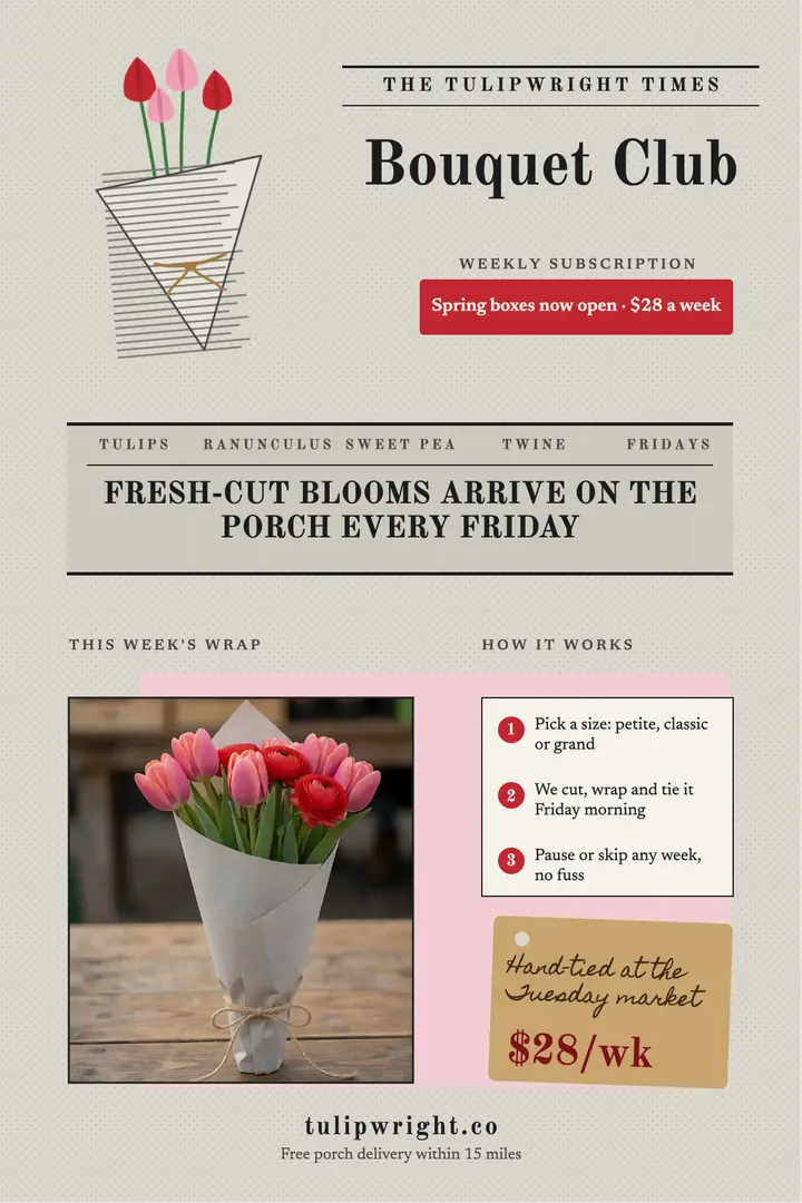Tulipwright weekly bouquet poster template