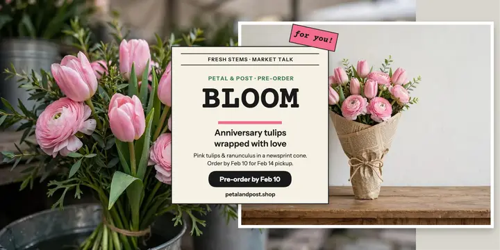 Petal and Post anniversary tulip pre-order template