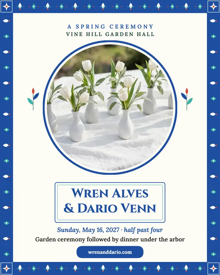 Wren and Dario tile wedding announcement template
