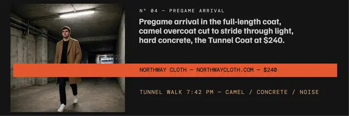 Northway Cloth tunnel coat header: menswear header template