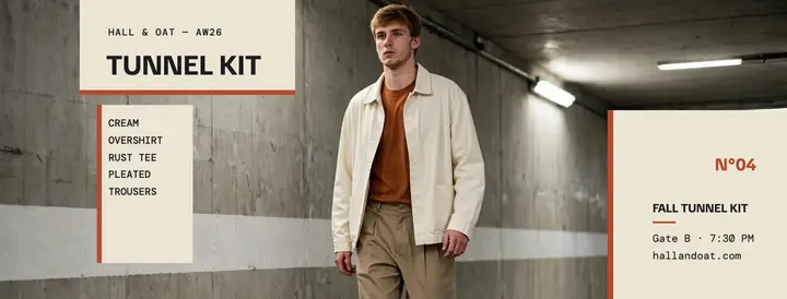 Hall and Oat tunnel walk menswear cover template