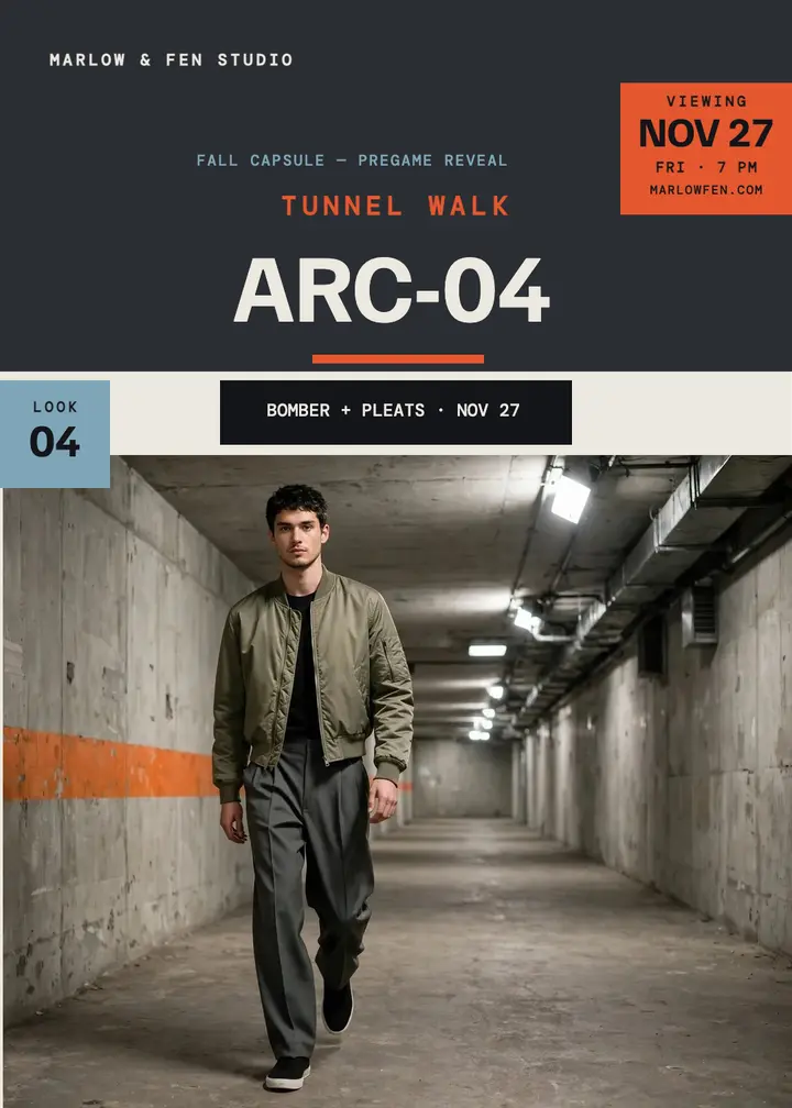 Marlow and Fen tunnel-walk reveal invite template
