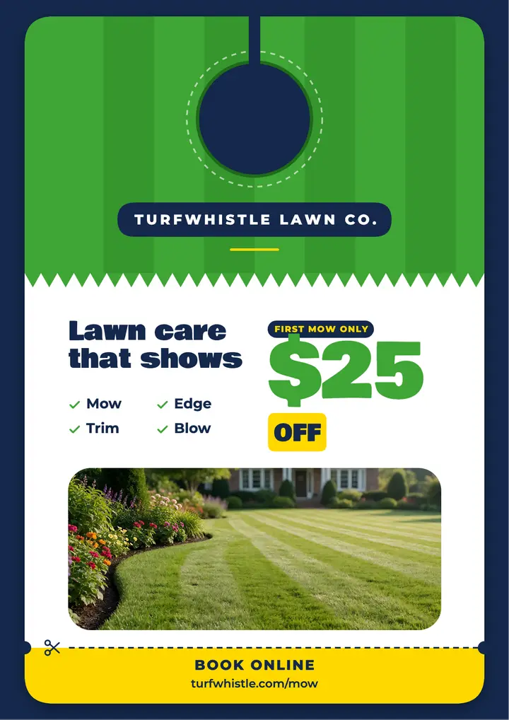 Turfwhistle lawn care rip-off door hanger template