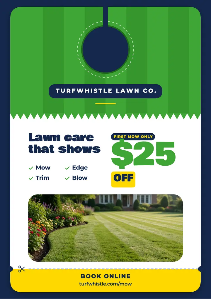 Turfwhistle lawn care rip-off door hanger template