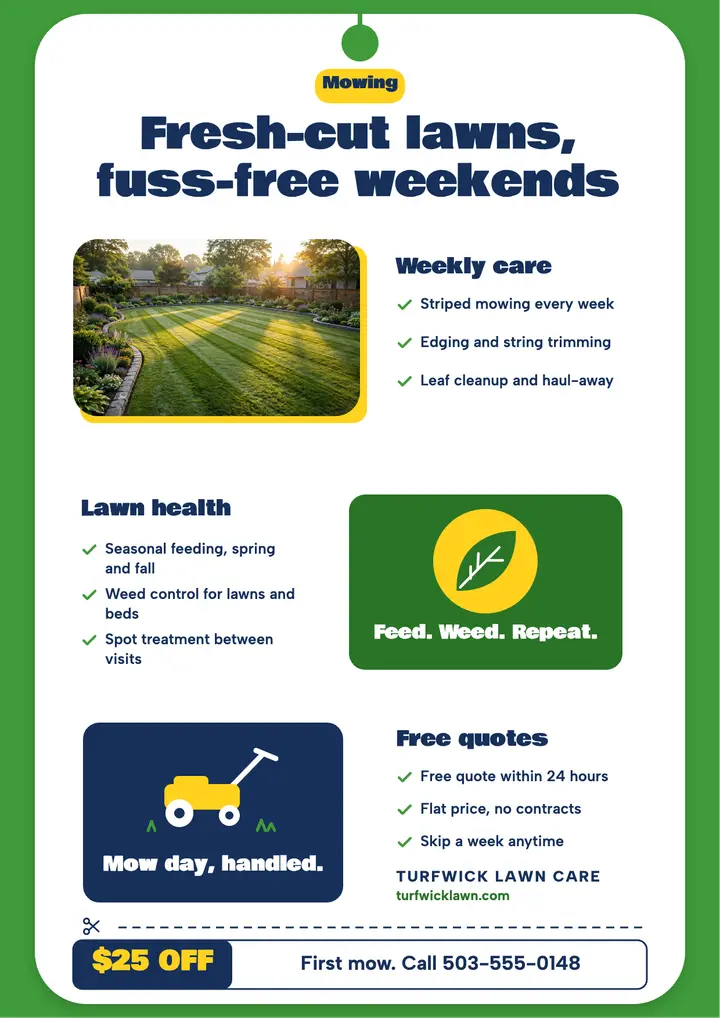 Turfwick Lawn Care rip-off door hanger flyer template