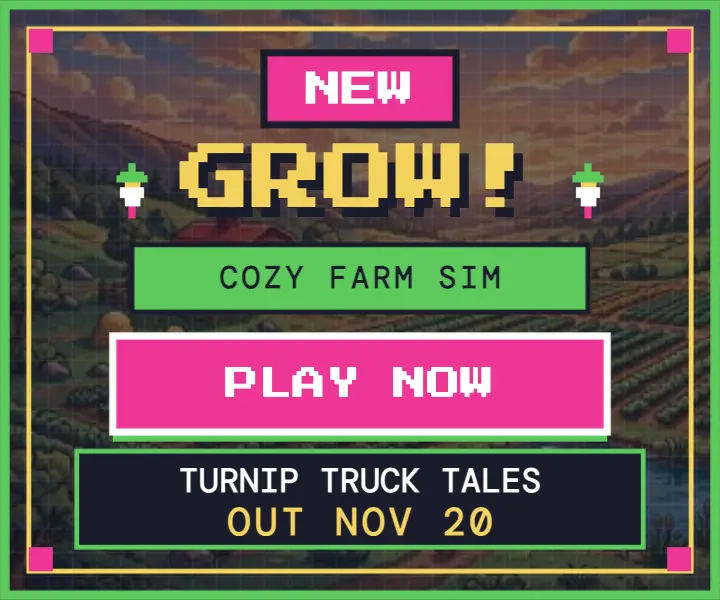 Turnip Truck Tales pixel launch ad template