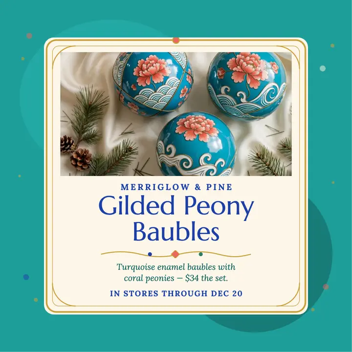 Merriglow Peony Baubles holiday promo template