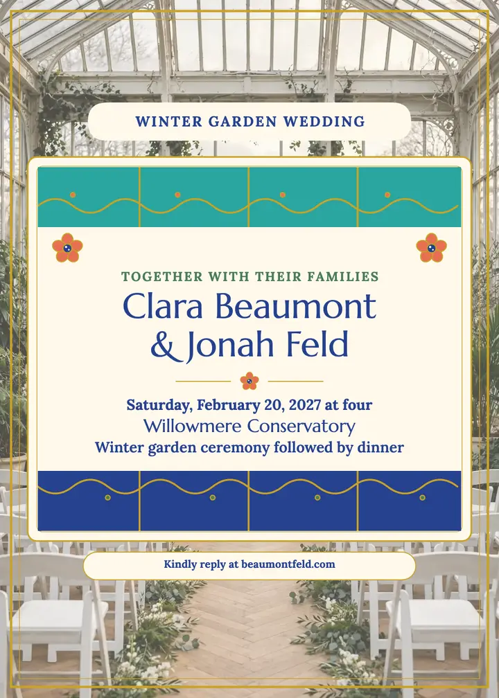 Clara and Jonah winter garden invite template