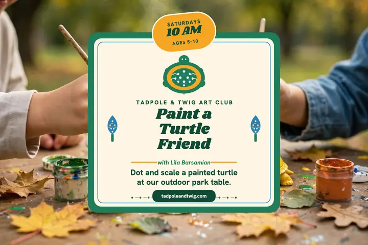 Tadpole and Twig turtle art club postcard template
