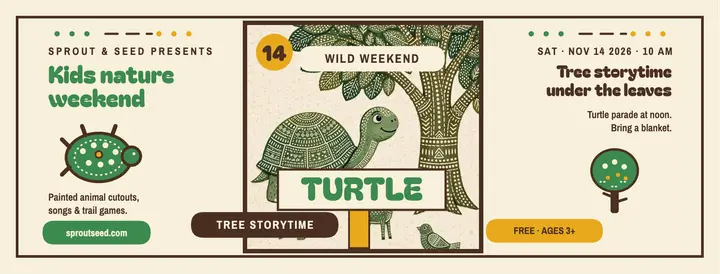 Turtle Tales kids nature weekend cover template