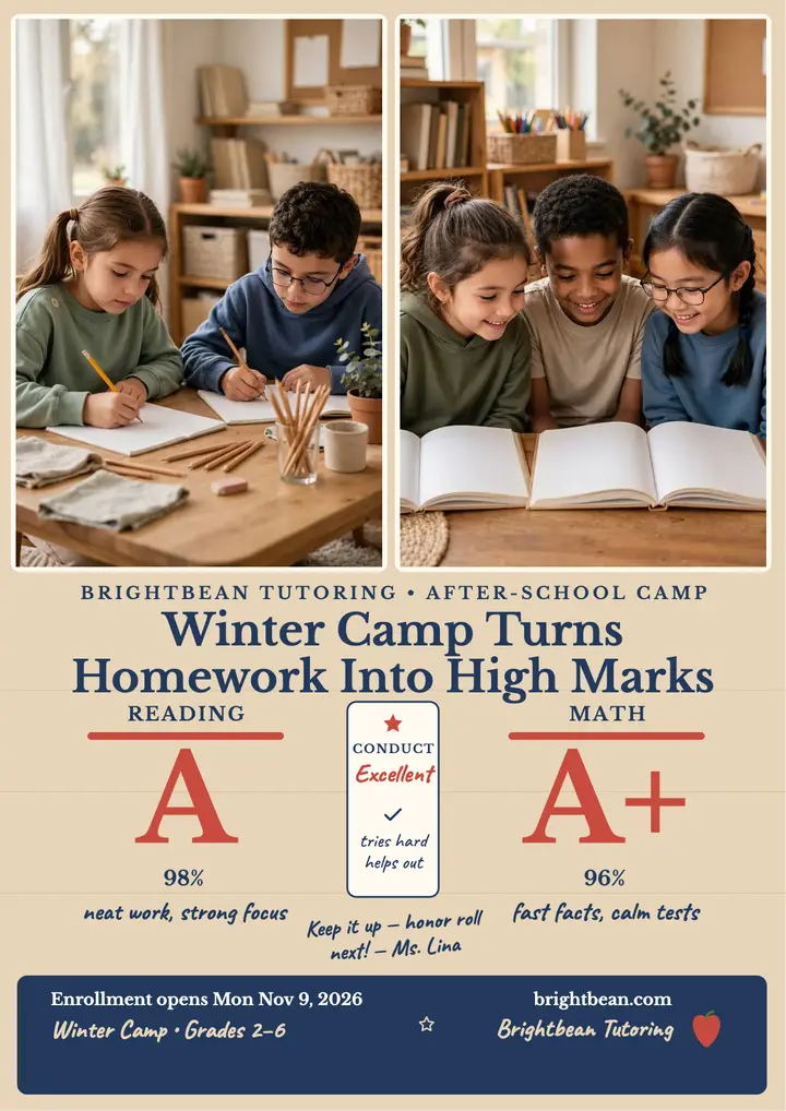 Brightbean Winter Camp report card flyer template