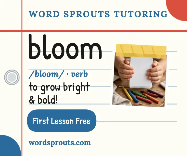Word Sprouts vocabulary flash card ad: tutoring flash card ad template