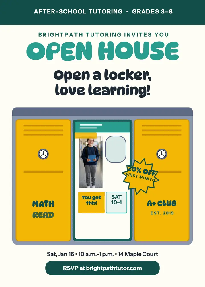 Brightpath tutoring locker open house template