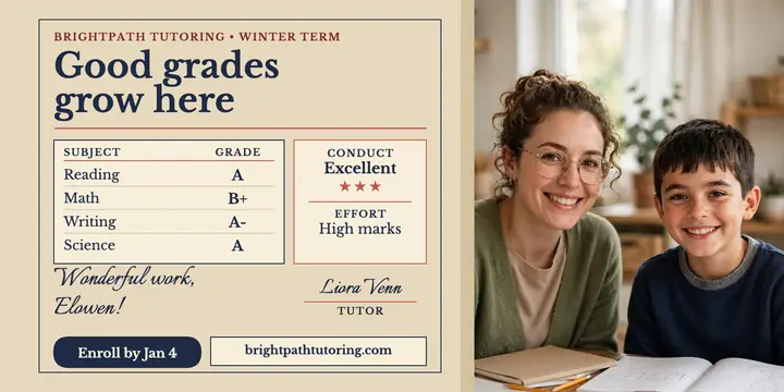 Brightpath Tutoring report card post template