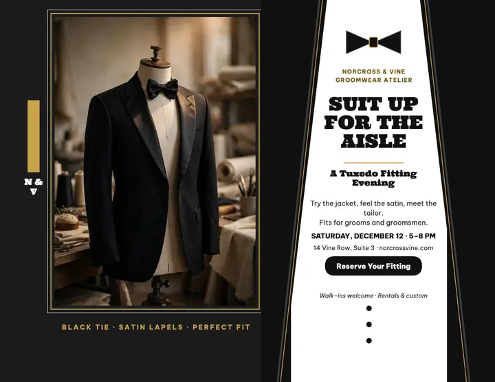 Norcross and Vine tuxedo fitting invite template