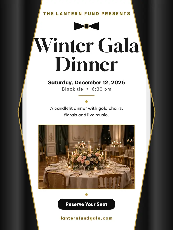 Winter Gala Dinner tuxedo portrait post: gala dinner promo post template